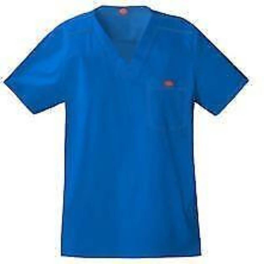 DICKIES MEN'S V-NECK SCRUB TOP ROYAL BLUE New XS